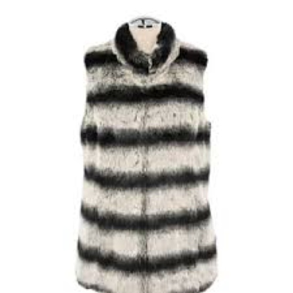 Rachel Zoe Stylish Black and Gray Faux Fur Vest